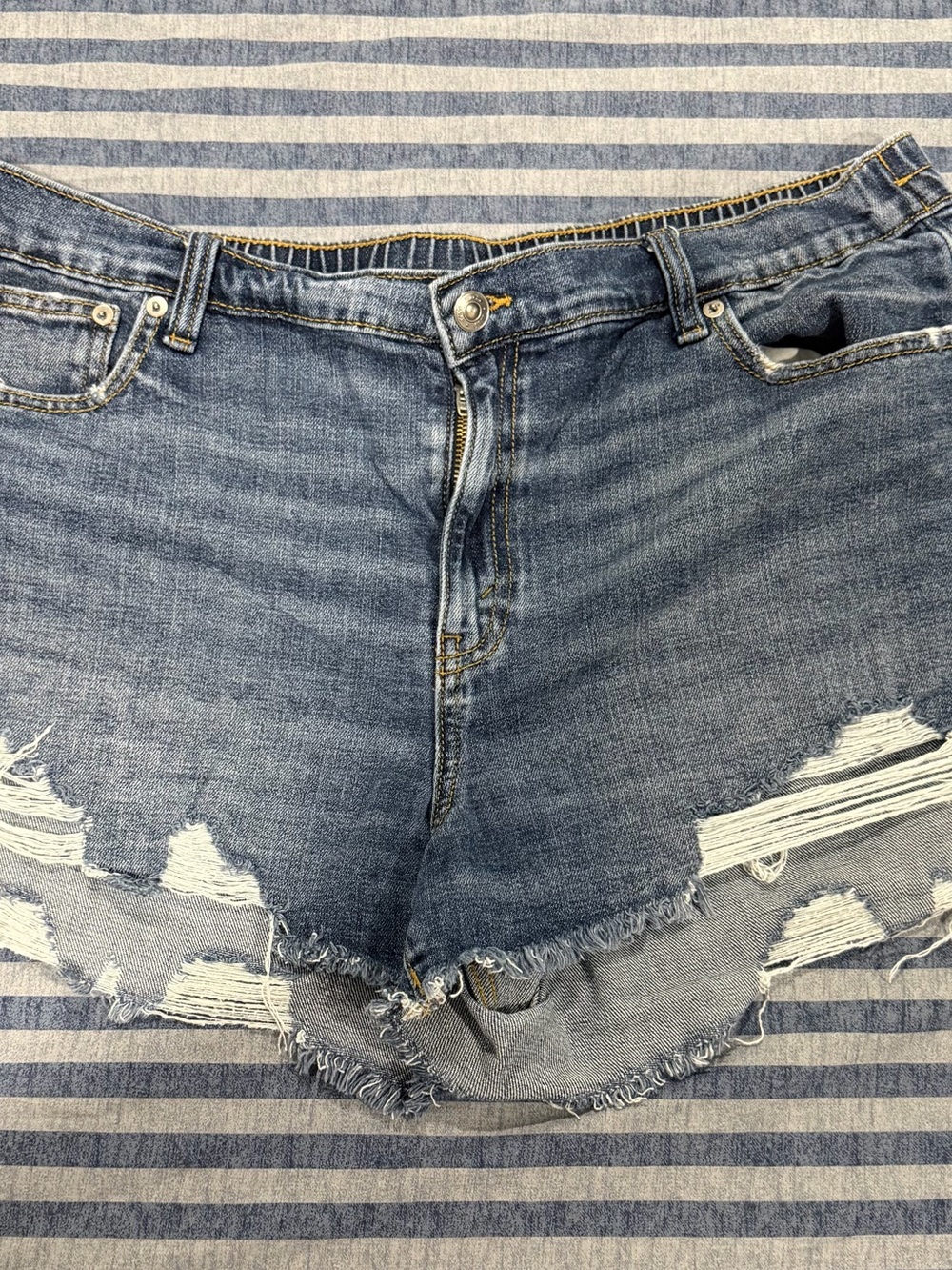 aerie Distressed Denim Cutoff Shorts - Blue